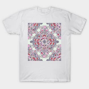 Floral Diamond Doodle in Red and Pink T-Shirt